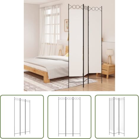The Living Store Cloison de séparation 3 panneaux Blanc 120x220 cm Tissu - Cloison De Séparation - Écran De Confidentialité - Séparateur De Pièce - Mur D'intimité - Décoration Murale