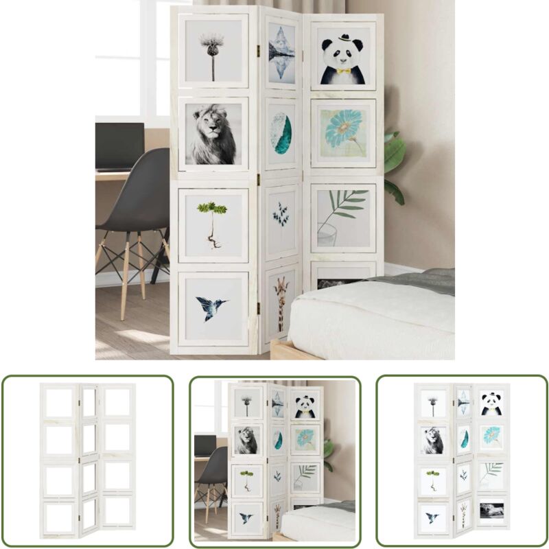 Cloison de séparation 3 panneaux blanc bois de paulownia massif - Séparateur De Pièce - Écran D'intimité - Cloison Pliable - Décoration Murale