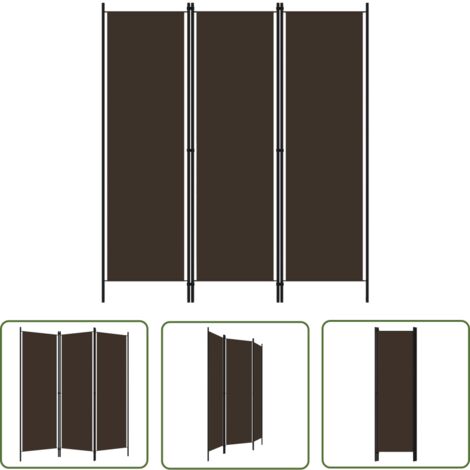 The Living Store Cloison de séparation 3 panneaux Marron 150x180 cm - Cloison De Séparation - Paravent - Séparateur De Pièce - Intimite - Decoration Murale