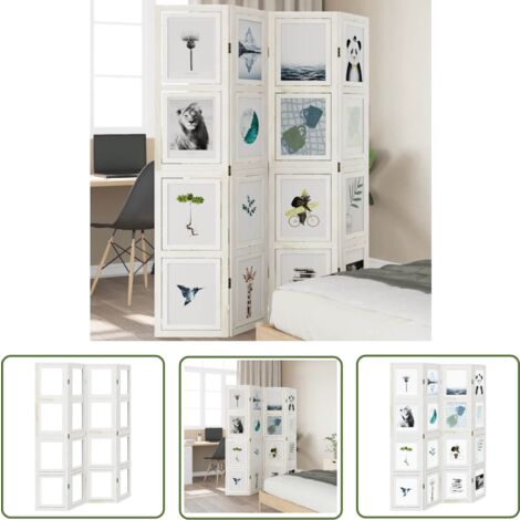 The Living Store Cloison de séparation 4 panneaux blanc bois de paulownia massif - Séparateur De Pièce - Écran D'intimité - Cloison Pliable - Décoration Murale - Meuble Design
