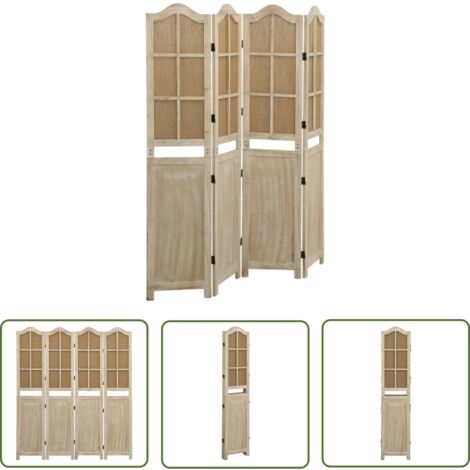 The Living Store Cloison de séparation 4 panneaux Marron 140x165 cm Tissu - Cloison De Séparation - Écran Divisoire - Panneau Décoratif - Meuble Modulaire - Décoration Intérieur