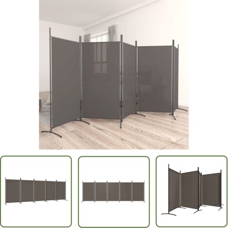 The Living Store Cloison de séparation 5 panneaux Anthracite 433x180 cm Tissu - Cloison De Séparation - Écran De Confidentialité - Séparateur De Pièce - Rideau De Séparation - Partition Murale
