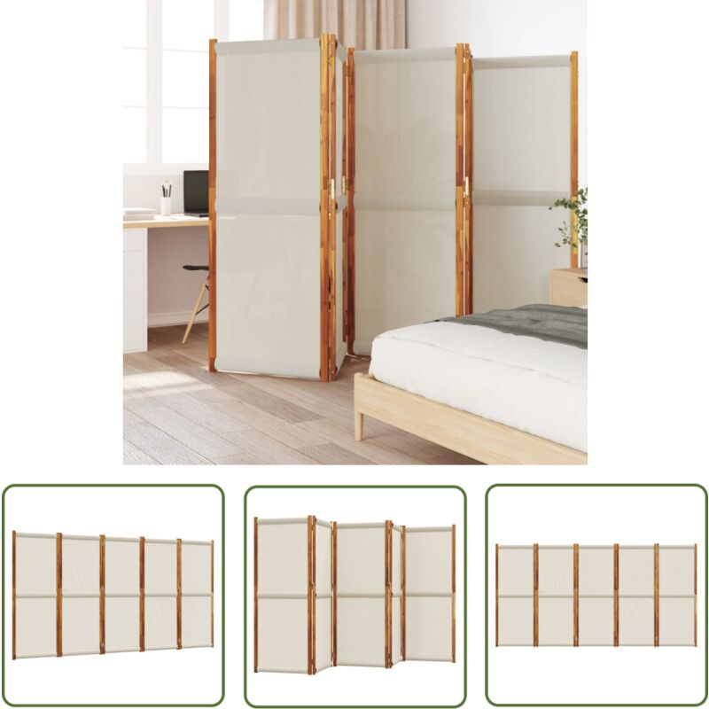 The Living Store Cloison de séparation 5 panneaux gris clair 350x180 cm - Cloison De Séparation - Écran De Confidentialité - Cloison Amovible