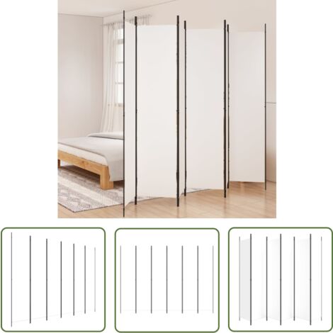 The Living Store Cloison de séparation 6 panneaux Blanc 300x220 cm Tissu - Cloison De Séparation - Écran De Confidentialité - Séparateur De Pièce - Mur D'intimité - Partition Murale