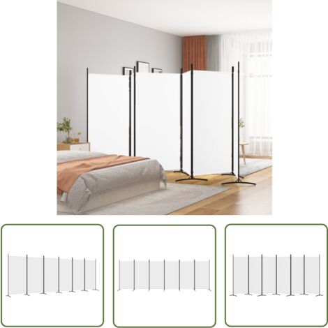 The Living Store Cloison de séparation 6 panneaux Blanc 520x180 cm Tissu - Cloison De Séparation - Écran De Confidentialité - Séparateur De Pièce - Rideau De Séparation - Mur D'intimité