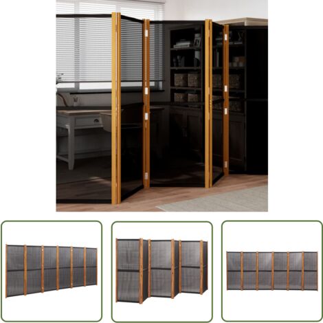 The Living Store Cloison de séparation 6 panneaux Noir 420x180 cm - Cloison De Séparation - Pare-vue - Écran De Confidentialité - Écran Divisoire - Meuble Salle À Manger