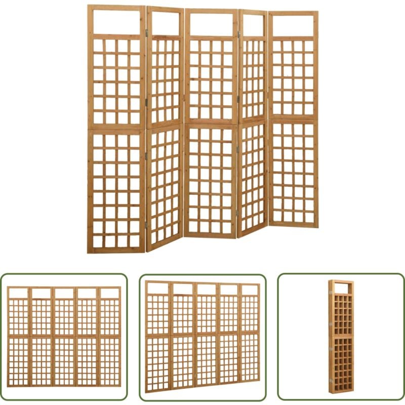Devenirriche - The Living Store Cloison de séparation à 5 panneaux/treillis bois sapin massif - Cloison De Séparation - Séparateur De Pièce