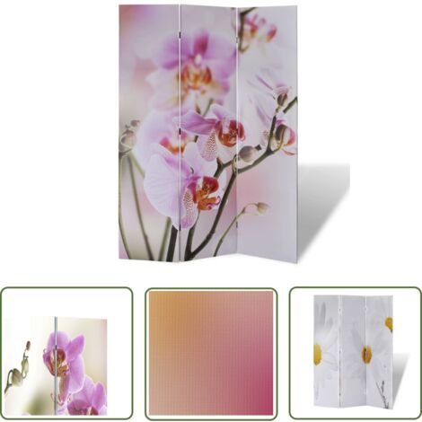 The Living Store Cloison de séparation pliable 120 x 170 cm Fleur - Séparateur De Pièce - Cloison Pliable - Décoration Murale - Organisation Intérieur - Diviser Pièce