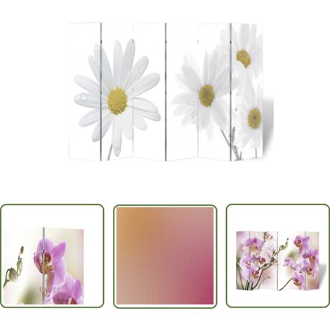 The Living Store Cloison de séparation pliable 217x170 cm Fleur - Séparateur De Pièce - Cloison Pliable - Décoration Murale - Organisation Intérieur - Diviser Une Pièce