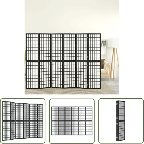 The Living Store Cloison de séparation pliable 6 panneaux 240x170 cm Noir - Cloison Japonaise - Écran D'intimité - Séparateur Pièce - Décoration Murale - Style Zen