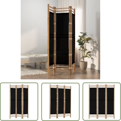 Paravent Cloison de séparation pliante 3 panneaux - Séparateur de Jardin 120 cm Bambou et toile BV162419