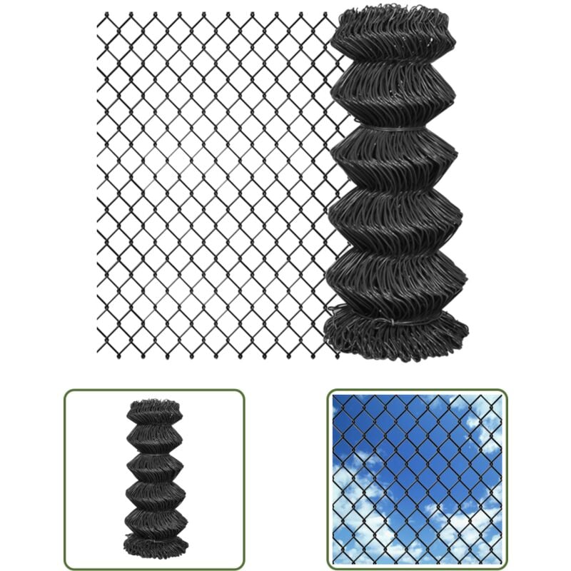 Clôture à mailles Acier 25 x 0,8 m Gris - Clôture Rigide - Clôture Métal - Clôture Jardin - Clôture Grillage - Clôture Extérieur - The Living Store