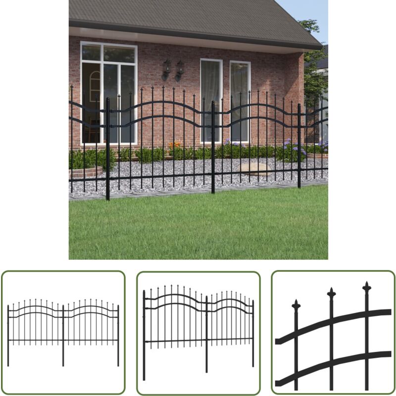 The Living Store - Clôture de jardin avec sommet de lance Noir 140 cm - Clôture De Jardin - Clôture Métalliques - Clôture Noire - Clôture Sécurisée