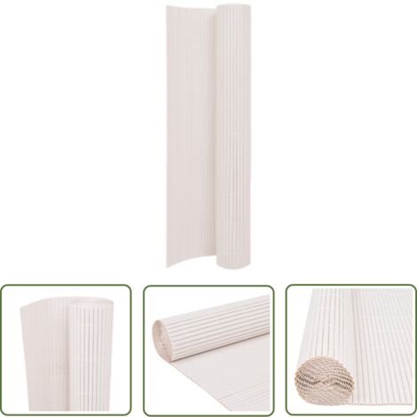 The Living Store Clôture de jardin double face 110x500 cm Blanc - Clôture De Jardin - Clôture Pvc - Clôture Blanche - Clôture Decorative - Barriere Jardin