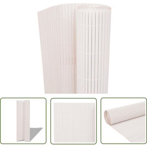 The Living Store Clôture de jardin Double face 90 x 500 cm Blanc - Clôture De Jardin - Clôture Pvc - Clôture Blanche - Clôture Modulaire - Clôture Design