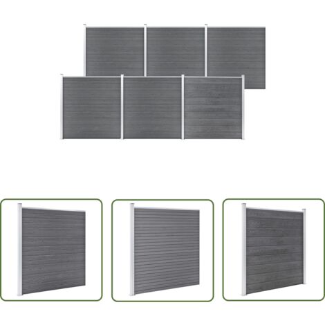 The Living Store Clôture de jardin WPC 1045x186 cm Gris - Clôture De Jardin - Clôture Résidentielle - Clôture WPC - Clôture Composite - Panneau De Clôture