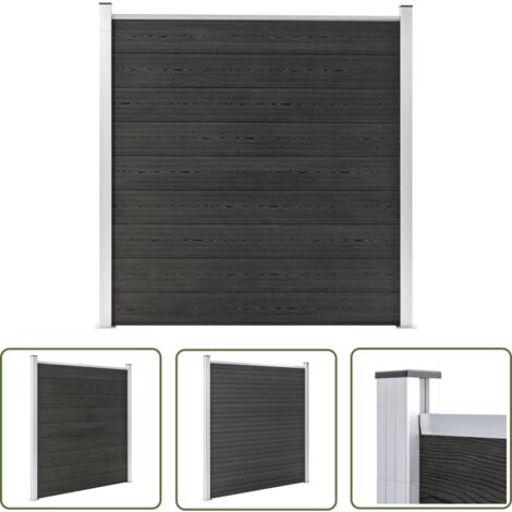 The Living Store Clôture de jardin WPC 180x186 cm Gris - Clôture Jardin - Clôture Résidentielle - Clôture WPC - Clôture Composite - Clôture Grise
