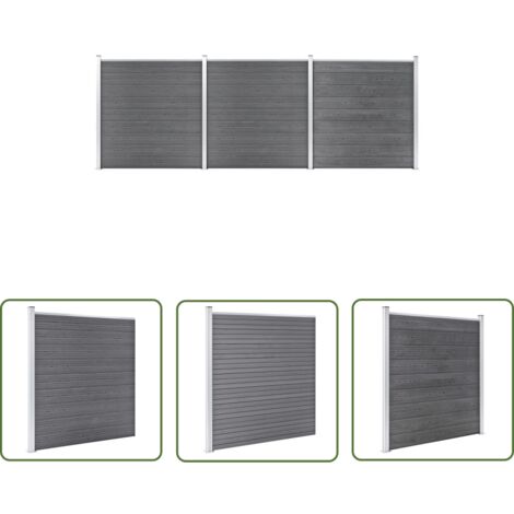 The Living Store Clôture de jardin WPC 526x186 cm Gris - Clôture De Jardin - Clôture WPC - Clôture Grise - Clôture Design - Clôture Moderne