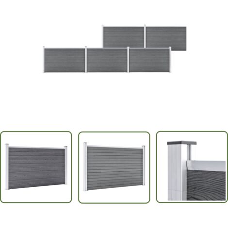 The Living Store Clôture de jardin WPC 872x106 cm Gris - Clôture Jardin - Clôture Wpc - Clôture Grise - Clôture Design - Clôture Moderne