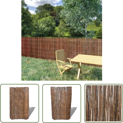 The Living Store Clôture de saule 300x100 cm - Clôture Bois - Clôture Naturelle - Clôture Saule - Clôture Jardin - Décoration Jardin
