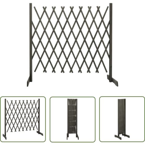 The Living Store Clôture en treillis de jardin Gris 180x100 cm Bois de sapin - Clôture En Bois - Clôture Jardin - Clôture Treillis - Clôture Extensible - Clôture Design