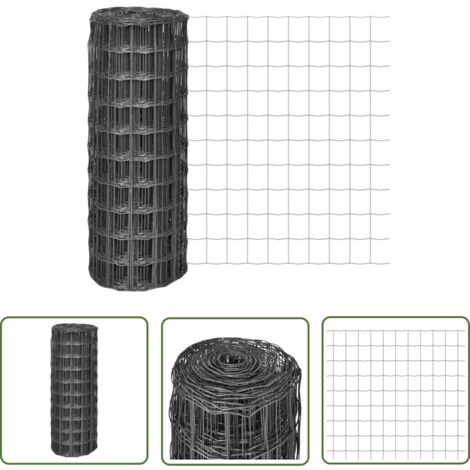 The Living Store Clôture euro Acier 10 x 1 m Gris - Clôture Euro - Clôture Acier - Clôture Grise - Clôture Jardin - Clôture Poule