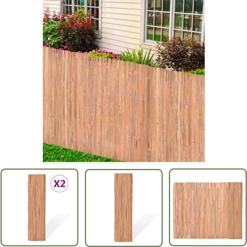 Abcrital - The Living Store Clôtures en bambou 2 pcs 100x400 cm - Clôture En Bambou - Clôture Jardin - Barrière De Jardin - Decoration Exterieur