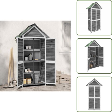 The Living Store Cobertizo herramientas jardín madera pino gris 89x52,5x175 cm - Cobertizo de jardín