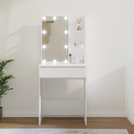 The Living Store -  Coiffeuse avec LED Blanc 60x40x140 cm