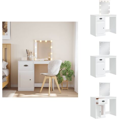 The Living Store Coiffeuse avec lumières LED blanc 90x42x132,5 cm - Coiffeuse avec lumière LED