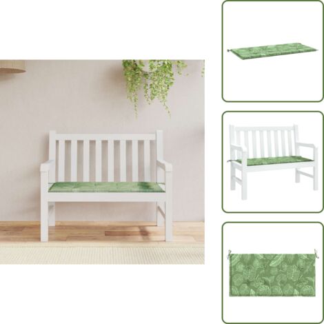 The Living Store Cojín banco de jardín tela Oxford estampado hojas 120x50x4 cm - Cojín de exterior
