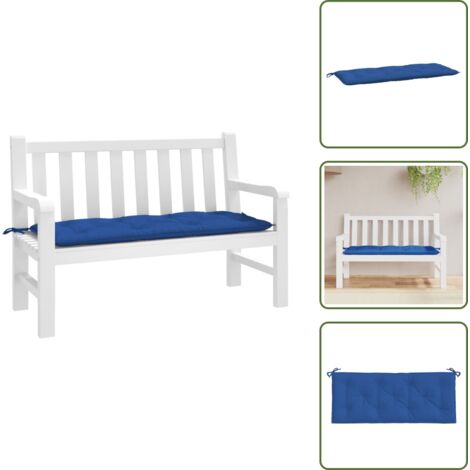 The Living Store Cojín de banco de jardín tela Oxford azul 120x50x7 cm - Cojín para exteriores