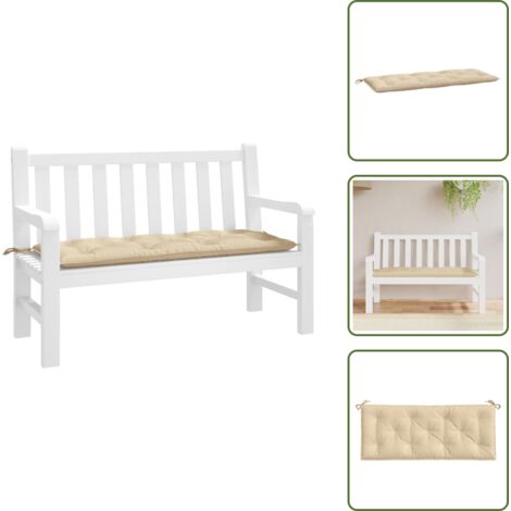 The Living Store Cojín de banco de jardín tela Oxford beige 120x50x7 cm - Cojín para exteriores