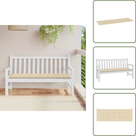 The Living Store Cojín de banco de jardín tela Oxford beige 150x50x2 cm - Cojín de exterior