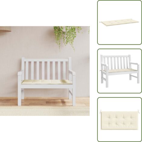 The Living Store Cojín de banco de jardín tela Oxford crema 120x50x3 cm - Cojín de exterior