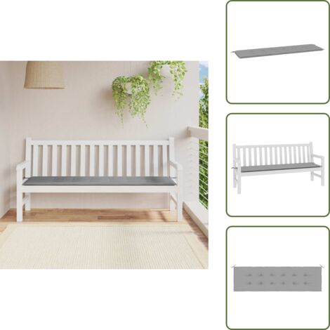 The Living Store Cojín de banco de jardín tela Oxford gris 180x50x3 cm - Cojín exterior