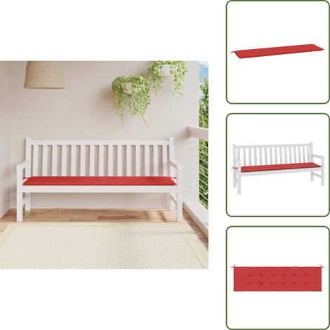 The Living Store Cojín de banco de jardín tela Oxford rojo 180x50x3 cm - Cojín de exterior