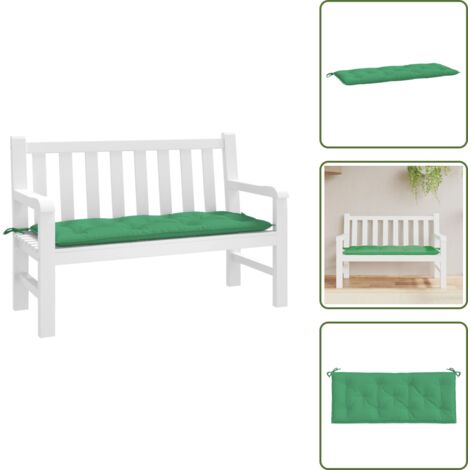 The Living Store Cojín de banco de jardín tela Oxford verde 120x50x7 cm - Cojín de exterior