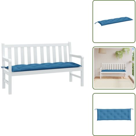 The Living Store Cojín para banco de jardín tela azul melange 150x50x7 cm - Cojín para banco