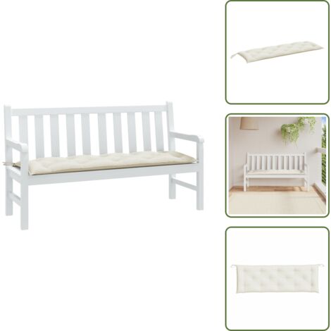 The Living Store Cojín para banco de jardín tela crema melange 150x50x7 cm - Cojín exterior