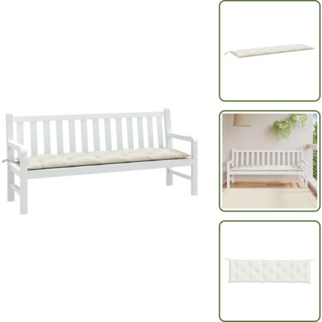 The Living Store Cojín para banco de jardín tela crema melange 180x50x7 cm - Cojín para banco