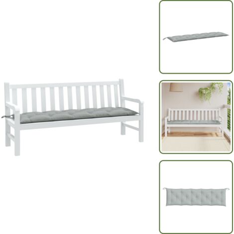 The Living Store Cojín para banco de jardín tela gris claro melange 180x50x7 cm - Cojín exterior