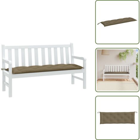 The Living Store Cojín para banco de jardín tela gris taupe melange 150x50x7 cm - Cojín para banco
