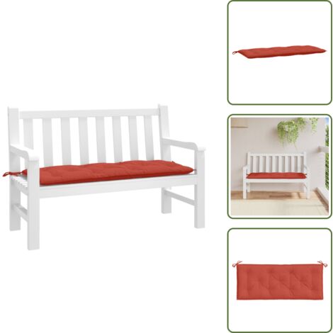 The Living Store Cojín para banco de jardín tela rojo melange 120x50x7 cm - Cojín exterior