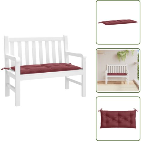 The Living Store Cojín para banco de jardín tela rojo tinto melange 100x50x7 cm - Cojín para banco