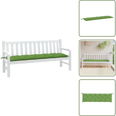 The Living Store Cojín para banco de jardín tela verde melange 180x50x7 cm - Cojín para banco