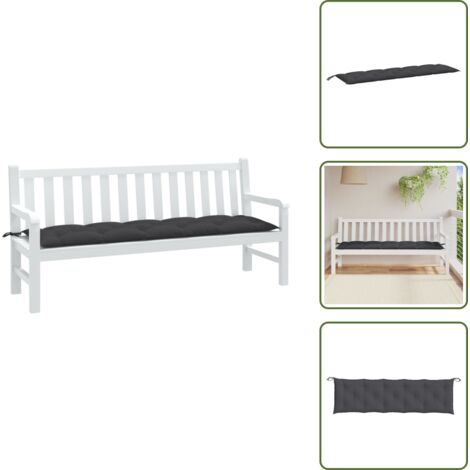 The Living Store Cojín para banco jardín tela gris antracita melange 180x50x7 cm - Cojín para banco
