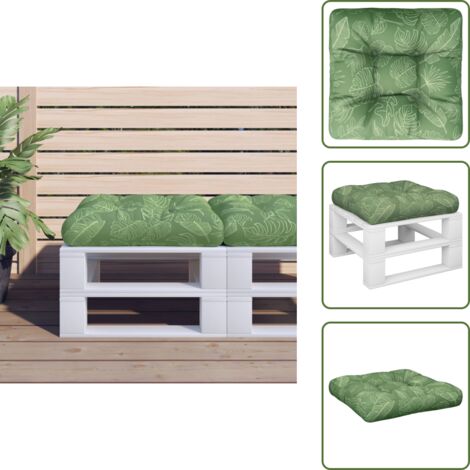 The Living Store Cojín para palés tela estampado de hojas 60x60x12 cm - Cojín de jardín