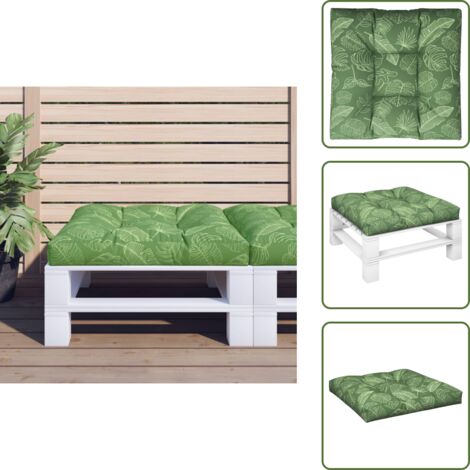 The Living Store Cojín para palés tela estampado de hojas 80x80x12 cm - Cojín para patio
