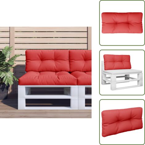 The Living Store Cojín para palets de tela rojo 80x40x12 cm - Cojín para patio